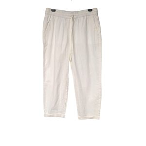 J. Crew Off White Cropped Linen Ankle Pants Classic Drawstring Elastic Waist 10P